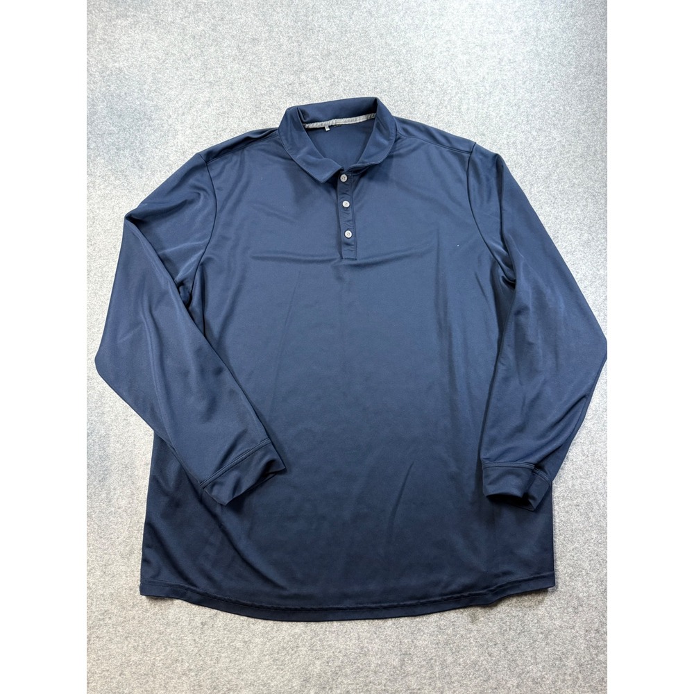 Adidas Mens Long Sleeve Polo Shirt Navy Blue Golf Activewear XL
